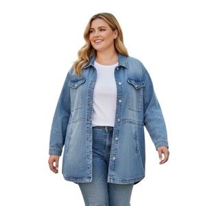 Scoop XXL Denim Utility Cargo Casual Jean Jacket Cotton